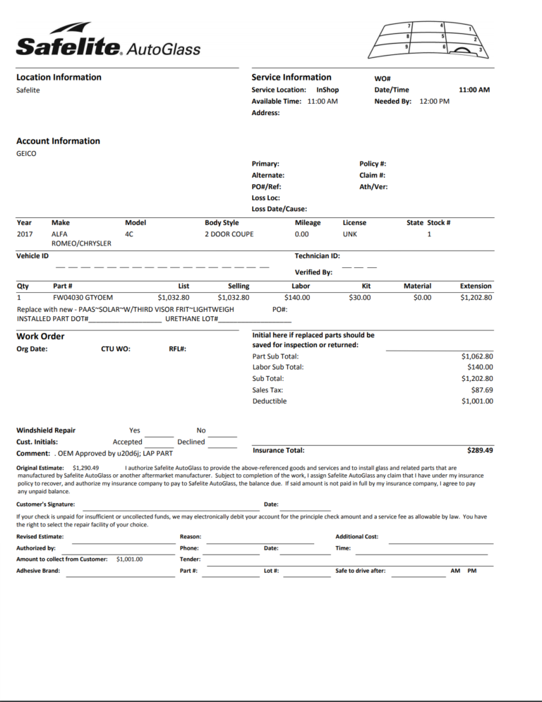 Will Geico replace my windshield for free?