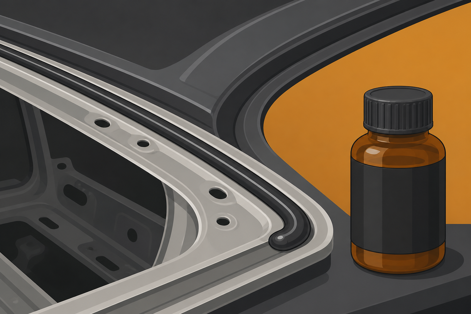 Illustrated windshield urethane installation detail in Dallas