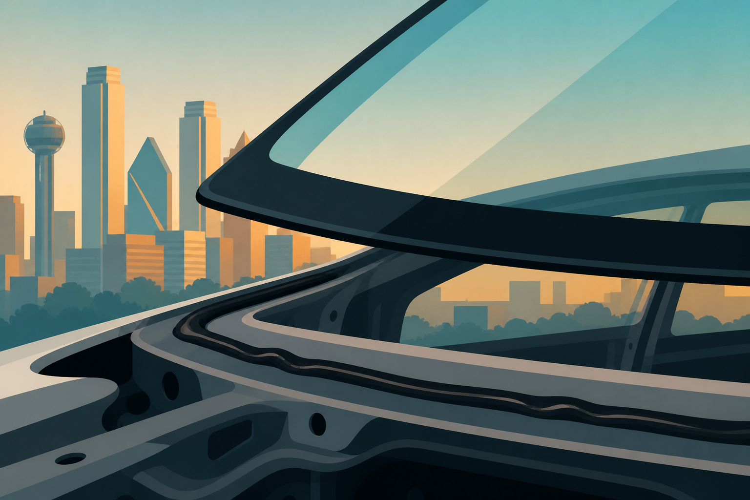 Detail illustration of Dallas Replace Windshield for Dallas drivers