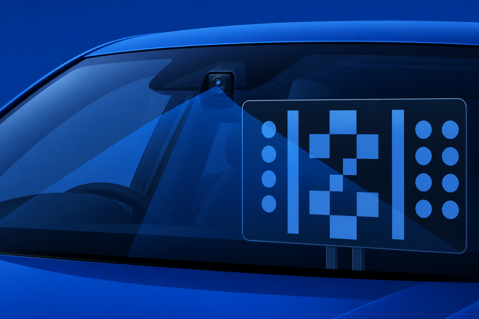Illustrated ADAS camera calibration after Dallas windshield replacement