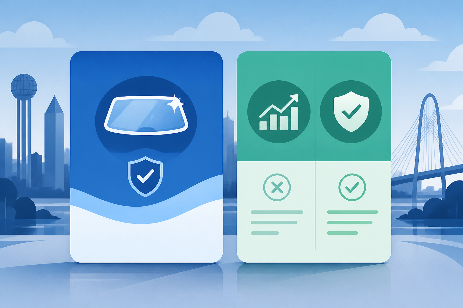 Dallas glass-only claim versus rate-impact cards with no insurer branding