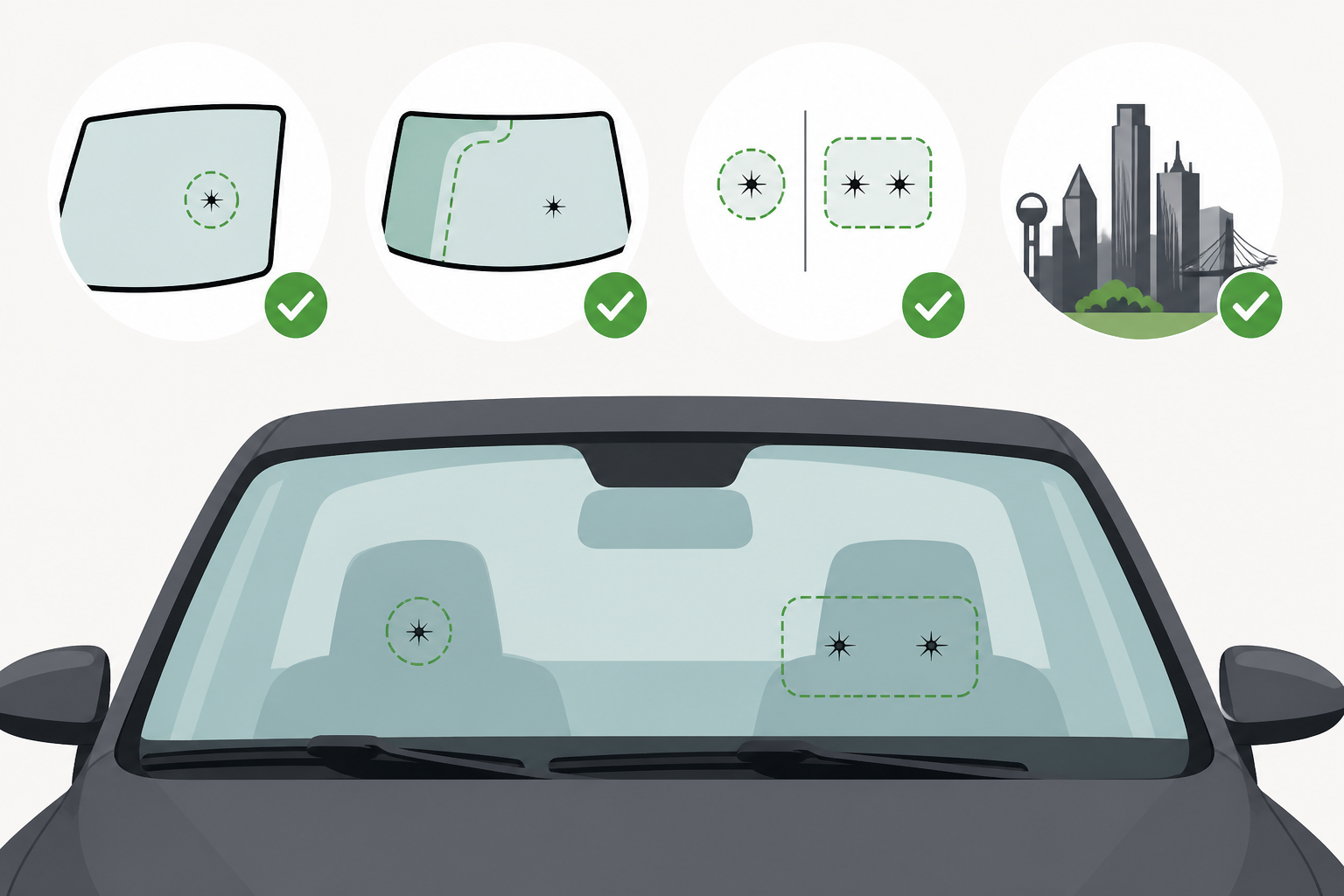 Dallas repair-limit icons for chip size, location, and count