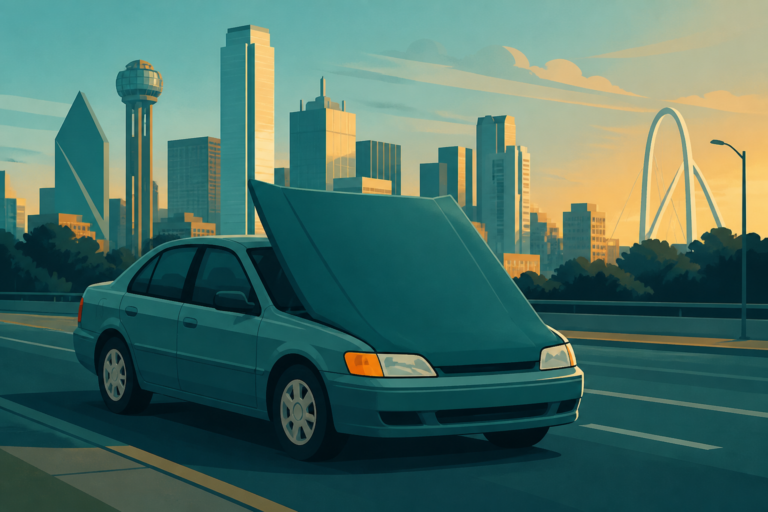 Illustrated guide to Police In Dallas Are Chasing Vehicle With Hood Over Windshield in Dallas