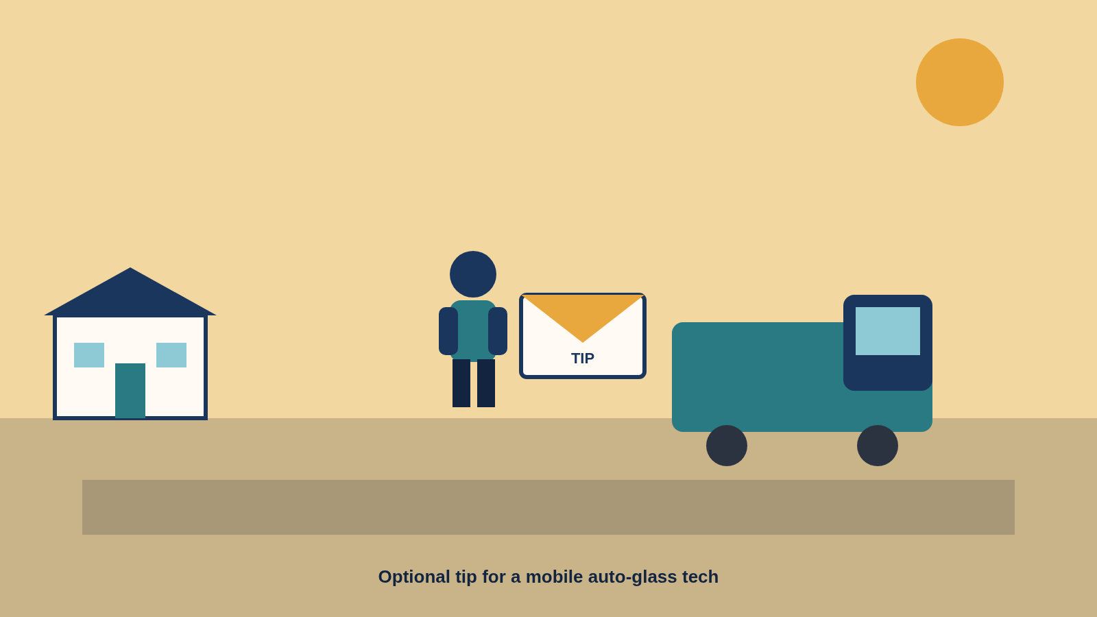Dallas illustration asking whether to tip a mobile auto glass technician